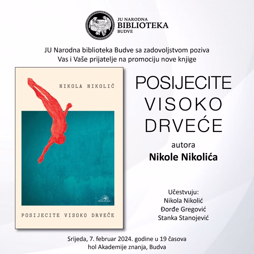 Promocija nove knjige Nikole Nikolića  večeras u Narodnoj biblioteci Budve