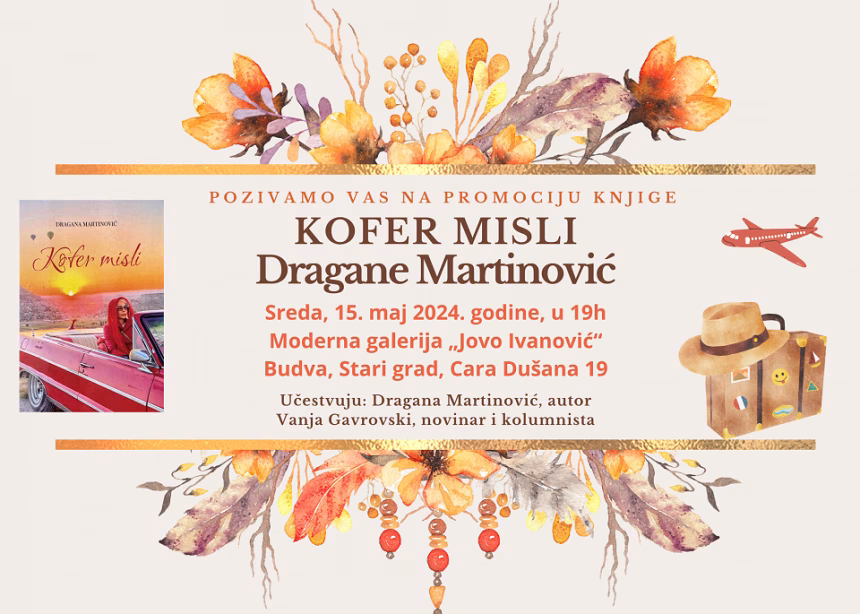 Predstavljanje knjige „Kofer misli“ Dragane Martinović danas u Modernoj galeriji