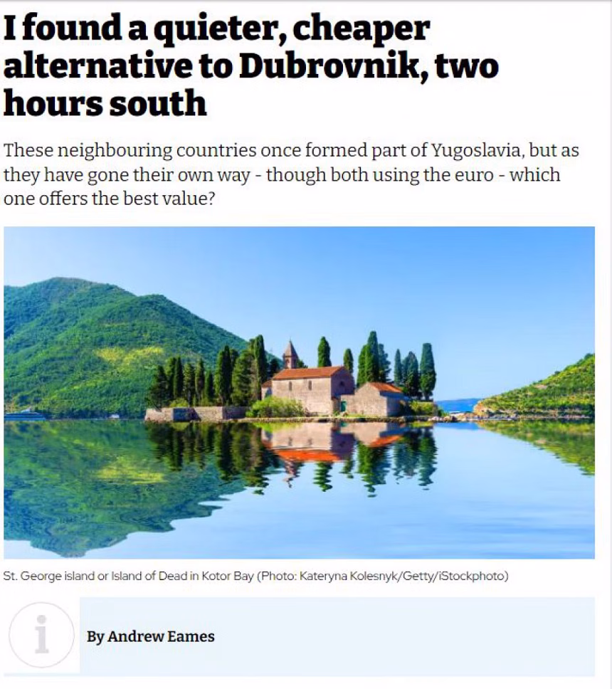 „Crna Gora mirnija i pristupačnija alternativa Dubrovniku“, po ocjeni proslavljenog britanskog putpisca