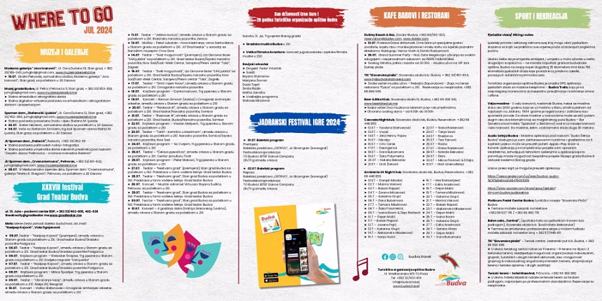 Flajer „Where to go” o dešavanjima u Budvi