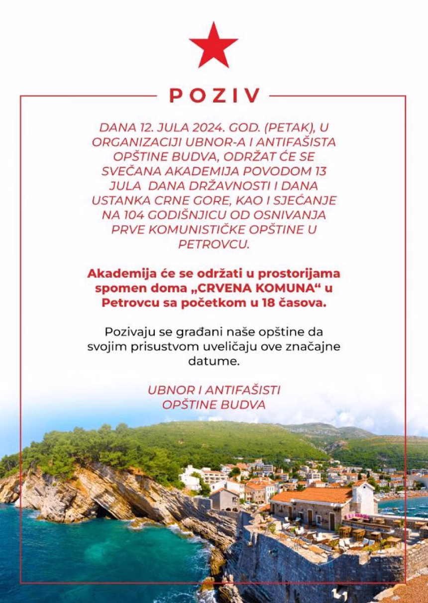 UBNOR Budva organizuje svečanu akademiju 12. jula u Petrovcu