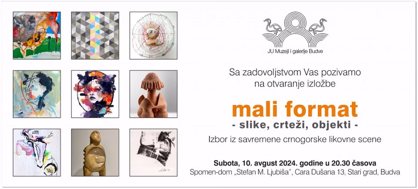 Izložba „Mali format – slike, crteži, objekti – Izbor iz savremene crnogorske likovne scene” večeras u Starom gradu