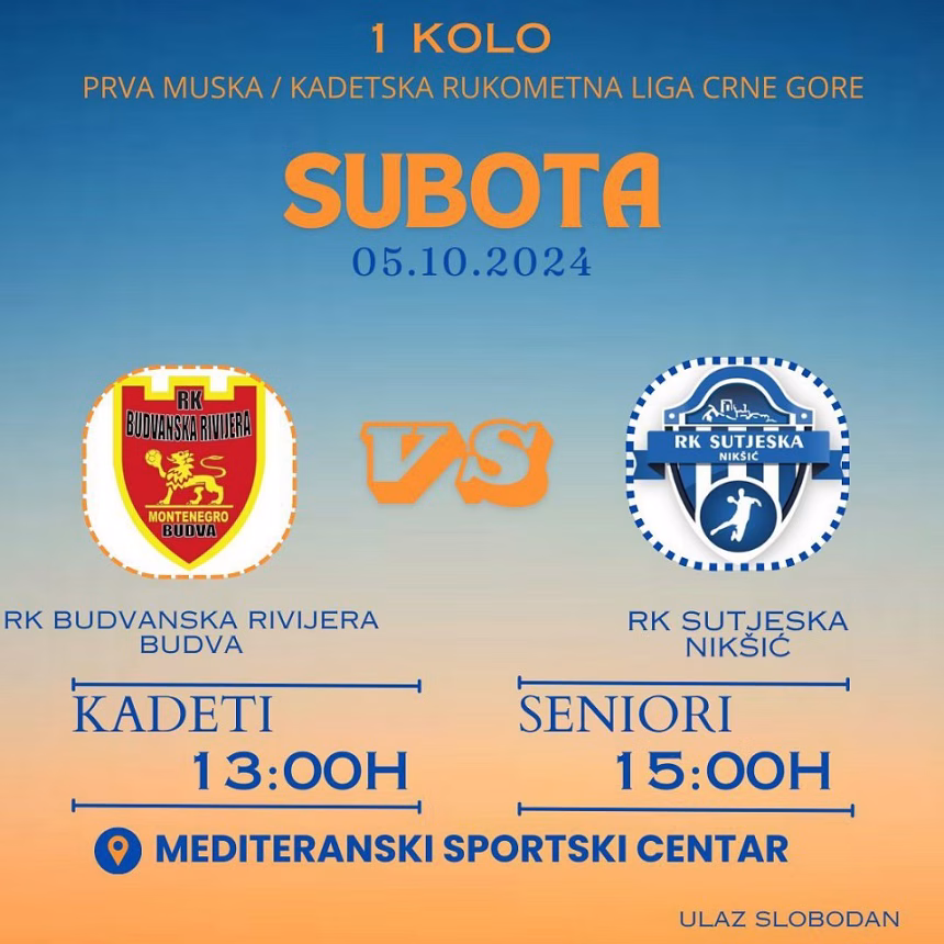 Rukometaši Budvanske rivijere danas dočekuju Sutjesku u prvom kolu
