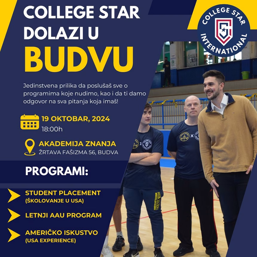 College Star International danas u Budvi: Prilika za obrazovanje i stipendije u Americi