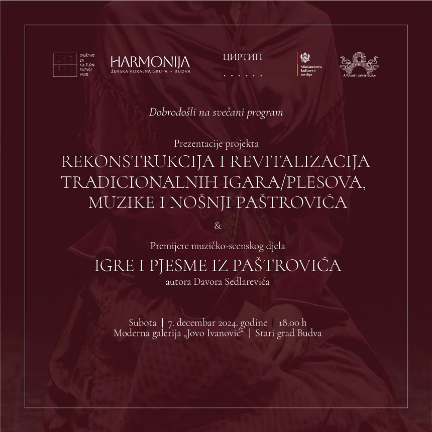 Budva odaje počast tradiciji: Prezentacija projekta o paštrovskoj baštini
