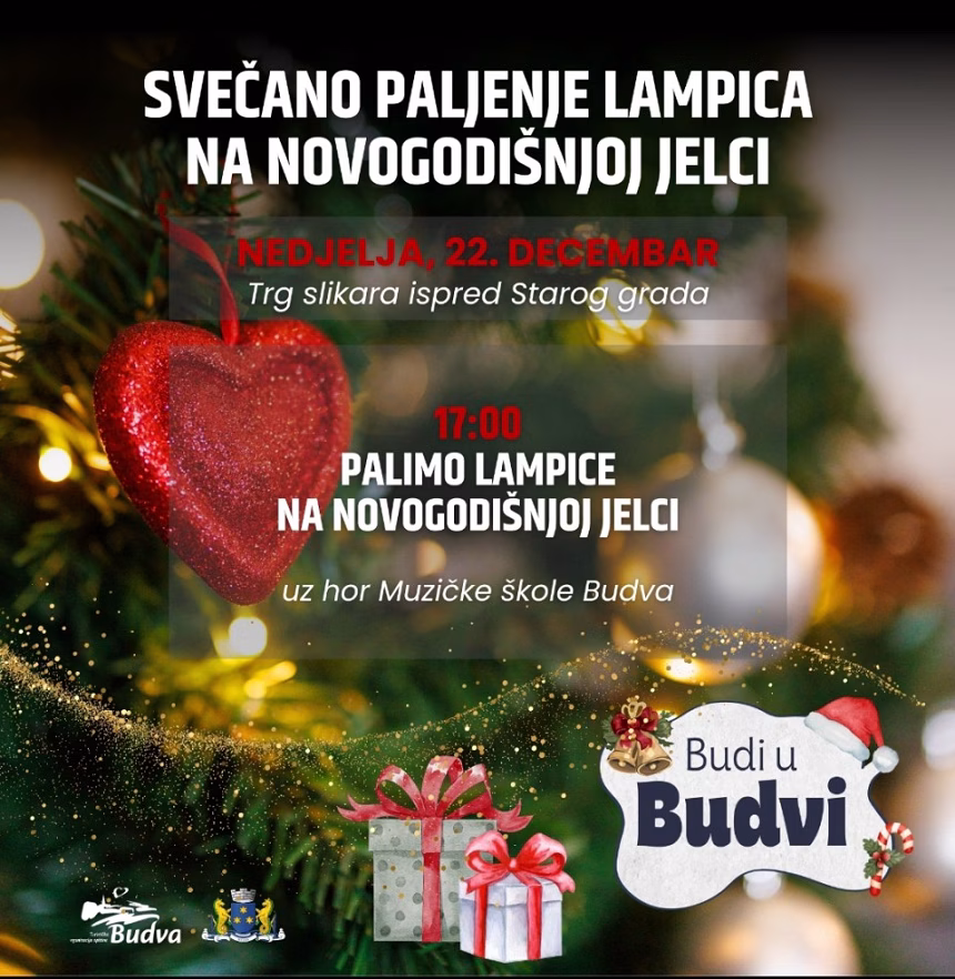Novogodišnja jelka na gradskom trgu u Budvi večeras će svečano zasijati