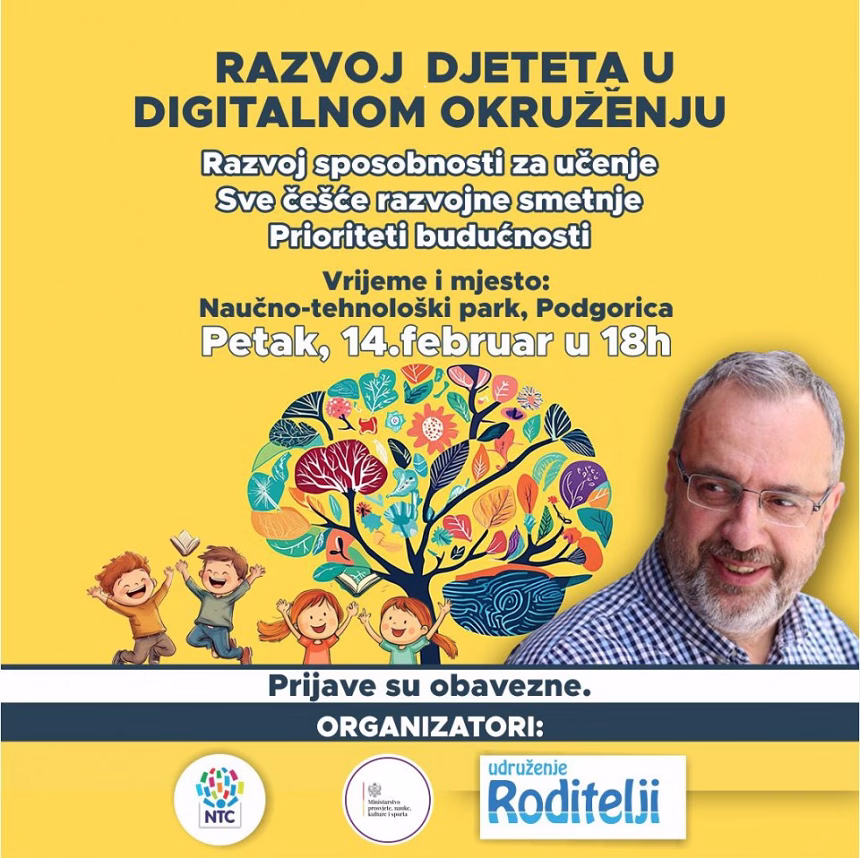 Danas predavanje o razvoju djece u digitalnom okruženju