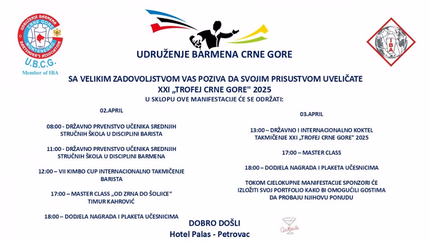 Udruženje barmena Crne Gore organizuje takmičenje u Petrovcu