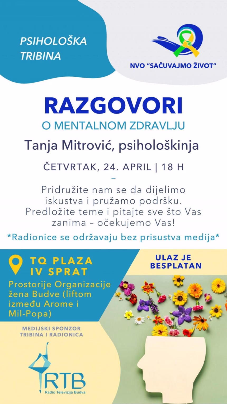 Razgovori o mentalnom zdravlju sjutra sa Tanjom Mitrović