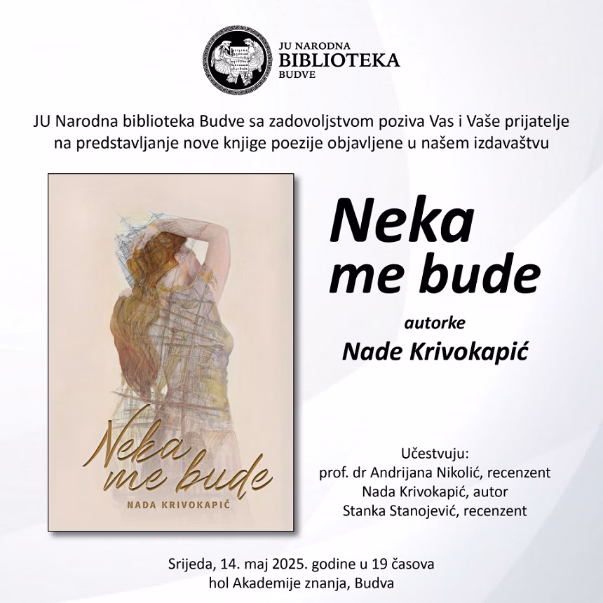 Predstavljanje nove pjesničke zbirke Nade Krivokapić – Neka me bude