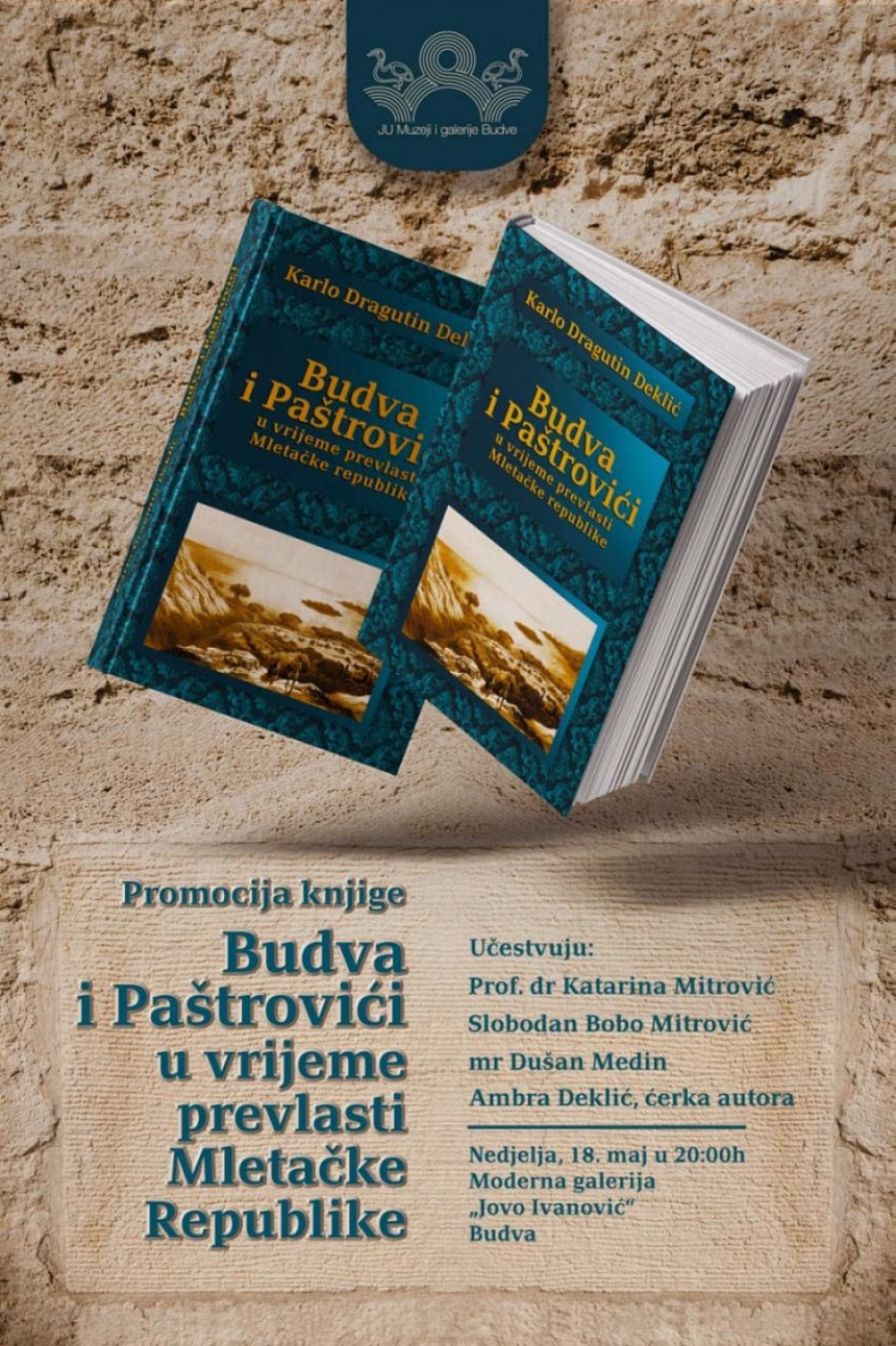 Večeras promocije knjige „Budva i Paštrovići u vrijeme prevlasti Mletačke Republike”