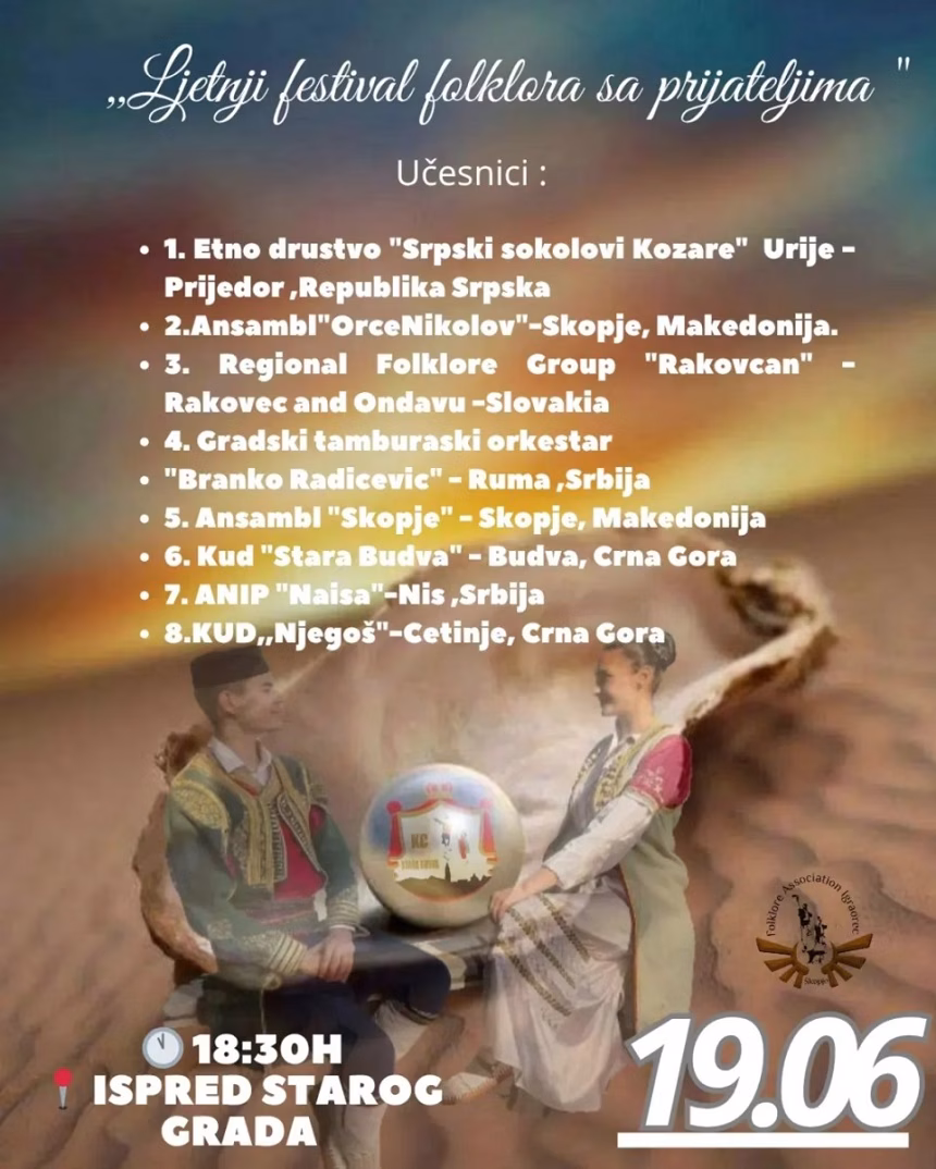 Večeras ljetnji festival folklora sa prijateljima ispred Starog grada