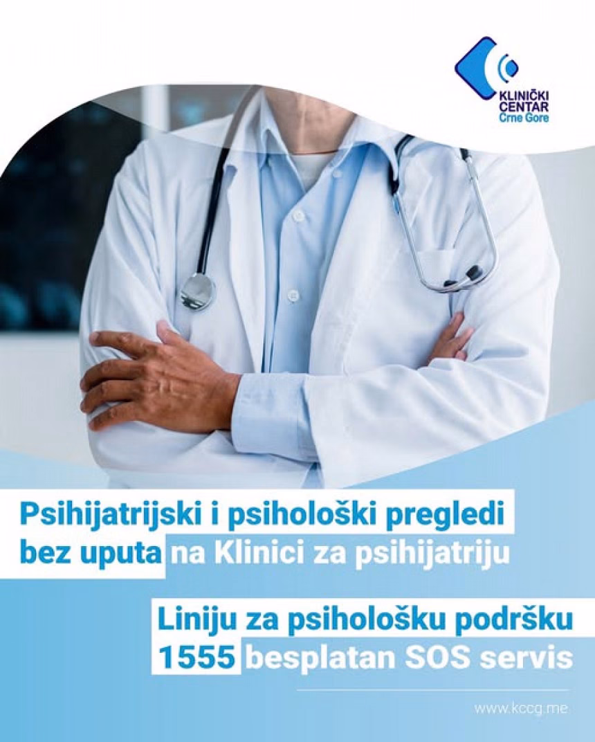 KCCG: Ambulante psihologa i psihijatara dostupne bez zakazivanja