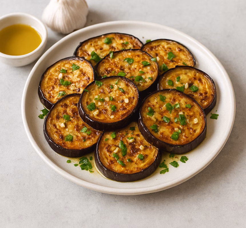 Pečeni patlidžan sa bijelim lukom i maslinovim uljem