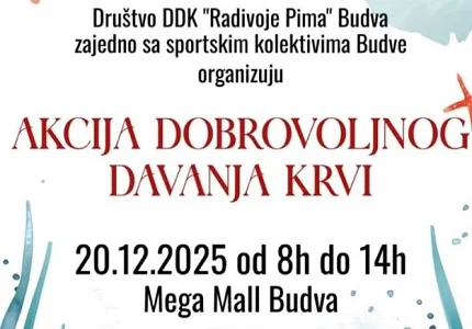 Akcija dobrovoljnog davanja krvi u Budvi 20. decembra