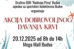Akcija dobrovoljnog davanja krvi u Budvi 20. decembra