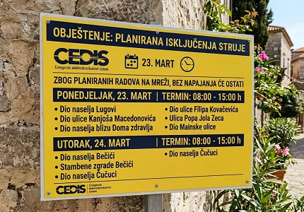 Planirana isključenja struje u Budvi i Bečićima za 23. i 24. mart
