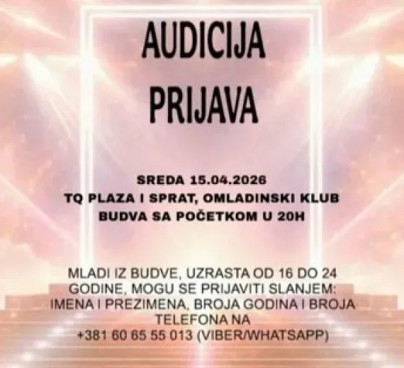Audicija za Ritam Evrope u Budvi 15. aprila