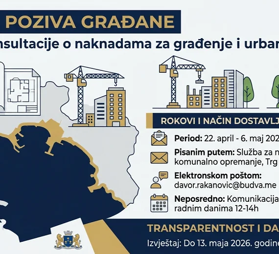 Opština Budva pokrenula javne konsultacije o naknadama za građenje i urbanu sanaciju
