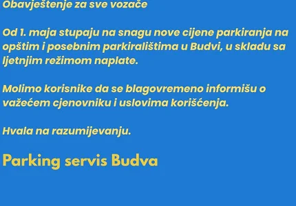 Nove cijene parkiranja u Budvi od 1. maja 