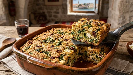 Domaća proja sa pršutom, sirom i blitvom