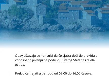 Sjutra bez vode Sveti Stefan i dio ostrva
