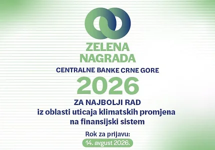 Centralna banka raspisuje konkurs za dodjelu Zelene nagrade za 2026.