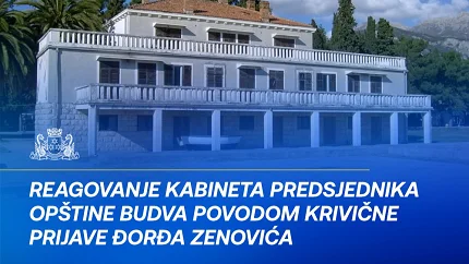 Kabinet predsjednika Opštine Budva: Krivična prijava Zenovića je politička samopromocija zasnovana na netačnim tvrdnjama