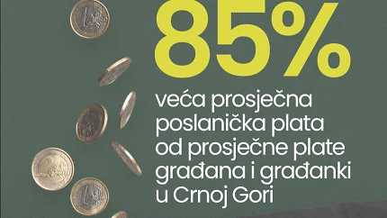 CGO: Prosječna poslanička plata za oko 85 odsto veća od prosječne zarade građana u Crnoj Gori