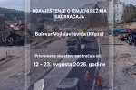 Obustava saobraćaja na dijelu Bulevara Vojislavljevića od 12. do 23. avgusta, omogućen pristup poslovnim subjektima