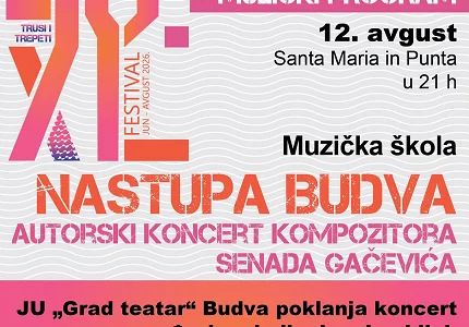 JU „Grad teatar“ poklanja koncert svojoj publici: „Nastupa Budva“ večeras u crkvi Santa Maria in Punta