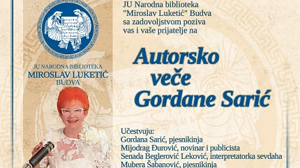 Autorsko veče Gordane Sarić u Budvi