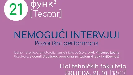 Pozorišni performans na italijanskom jeziku u okviru FUNK-a: „Nemogući intervjui“