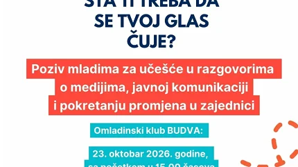 Poziv mladima iz Budve i južne regije