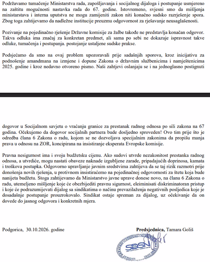 nastavak otvorenog pisma