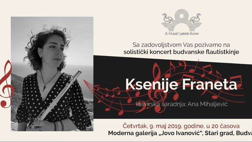Solistički koncerte budvanske flautistkinje Ksenije Franete večeras u galeriji | Radio Televizija Budva