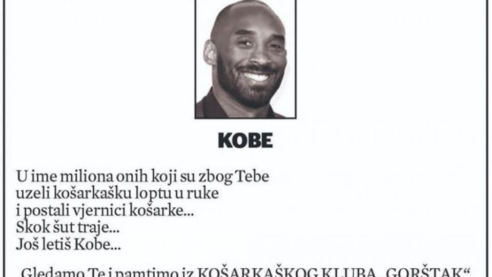 Pomen slavnom košarkaškom asu: Još letiš Kobe | Radio Televizija Budva
