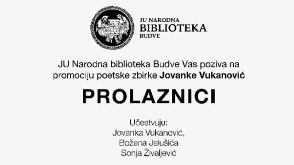 Promocija knjige Jovanke Vukanović sjutra u Narodnoj biblioteci | Radio Televizija Budva