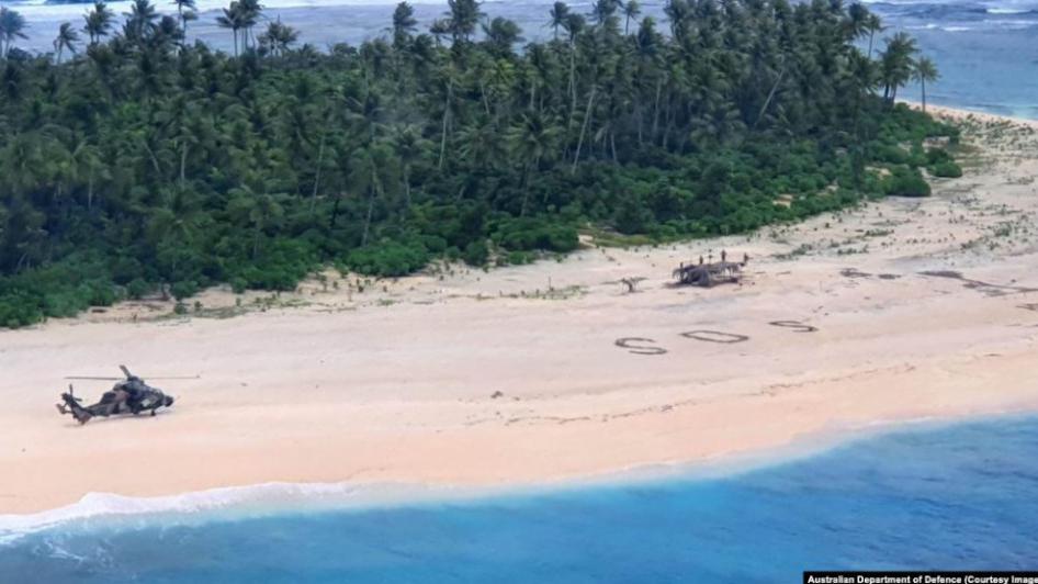 Natpis SOS u pijesku spasio mornare zaglavljene na ostrvu u Pacifiku | Radio Televizija Budva