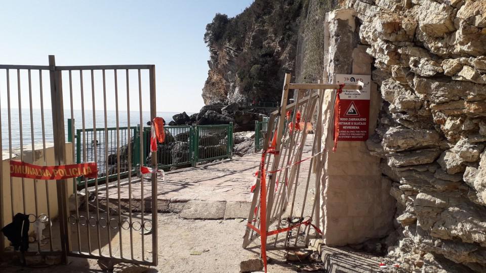 Oprezno do plaže Mogren zbog oštećenja staze i ograde | Radio Televizija Budva