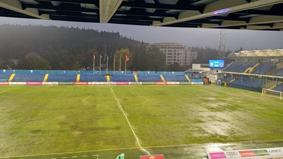 Kiša natopila teren, prekinut meč Crna Gora – Albanija | Radio Televizija Budva